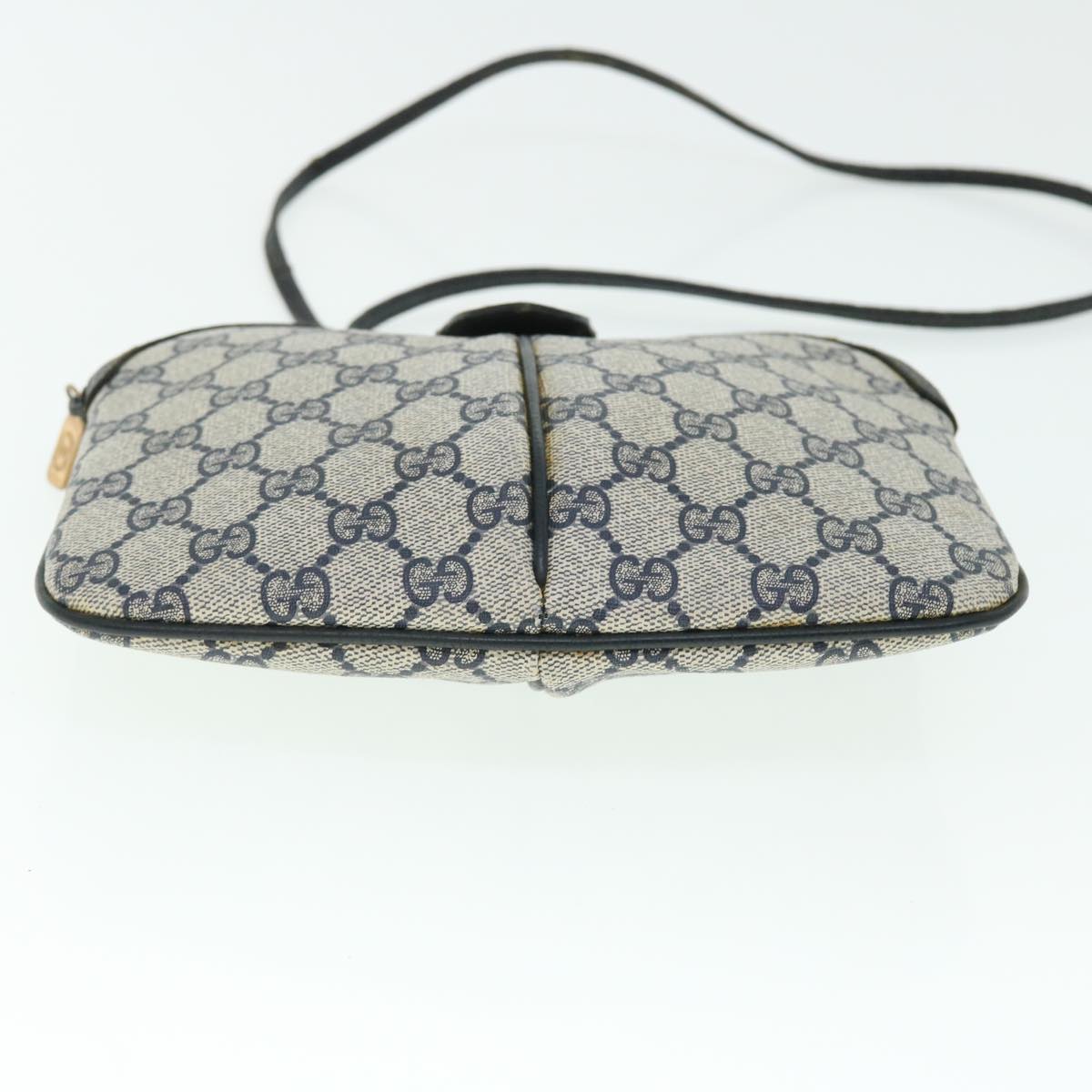 GUCCI GG Canvas Sherry Line Shoulder Bag Gray Red Navy 904•02•047 bs7625