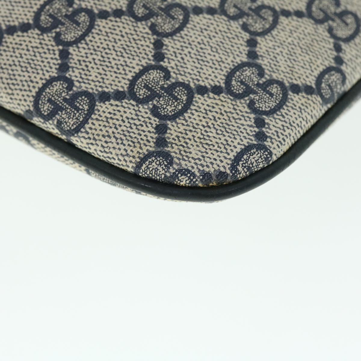 GUCCI GG Canvas Sherry Line Shoulder Bag Gray Red Navy 904•02•047 bs7625