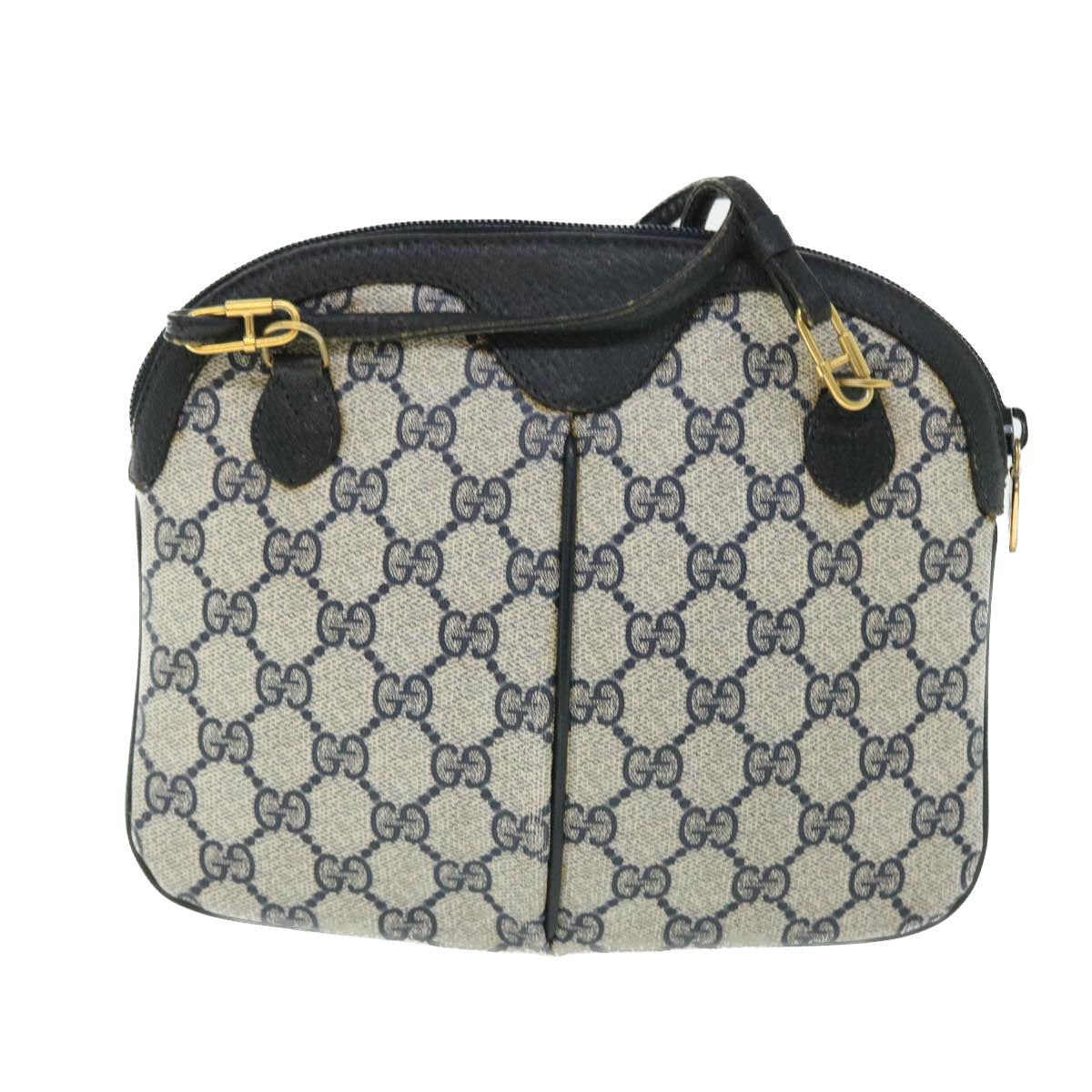 GUCCI GG Canvas Sherry Line Shoulder Bag Gray Red Navy 904•02•047 bs7625
