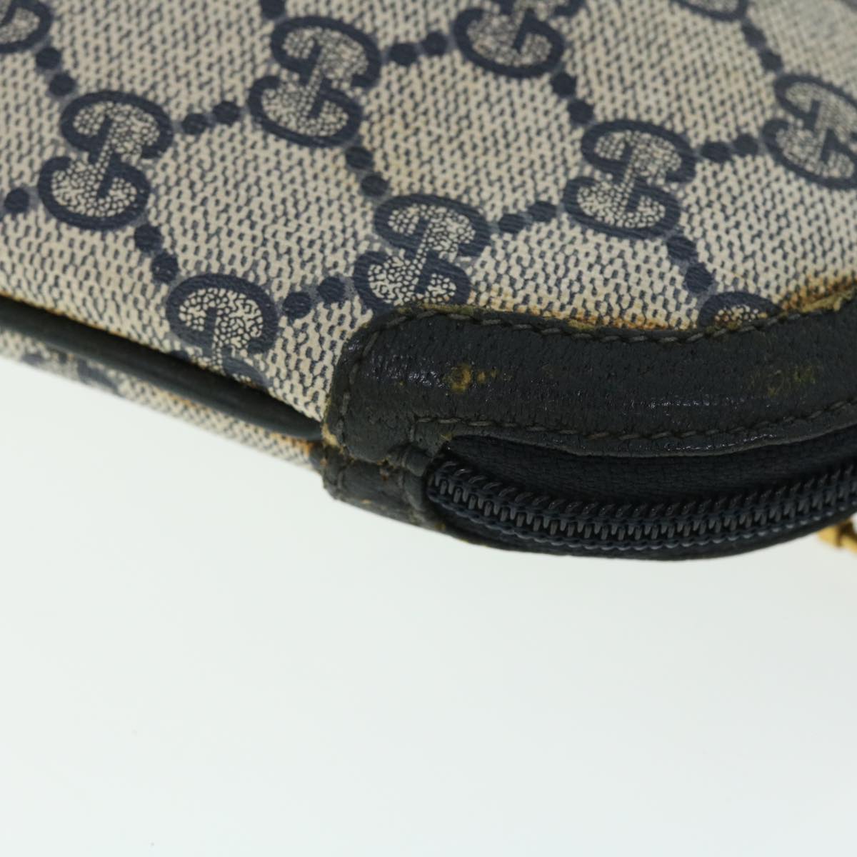 GUCCI GG Canvas Sherry Line Shoulder Bag Gray Red Navy 904•02•047 bs7625