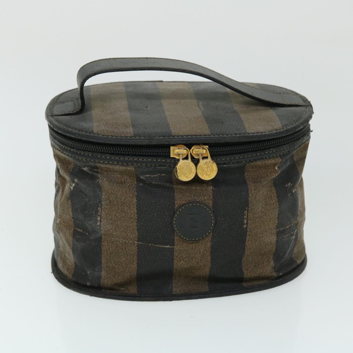 FENDI Pecan Canvas Pouch Shoulder Bag Leather 3Set Brown Black bs7664