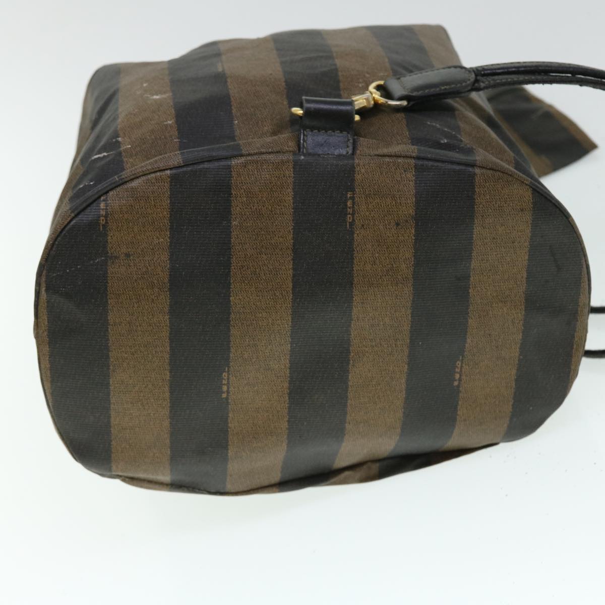 FENDI Pecan Canvas Pouch Shoulder Bag Leather 3Set Brown Black bs7664