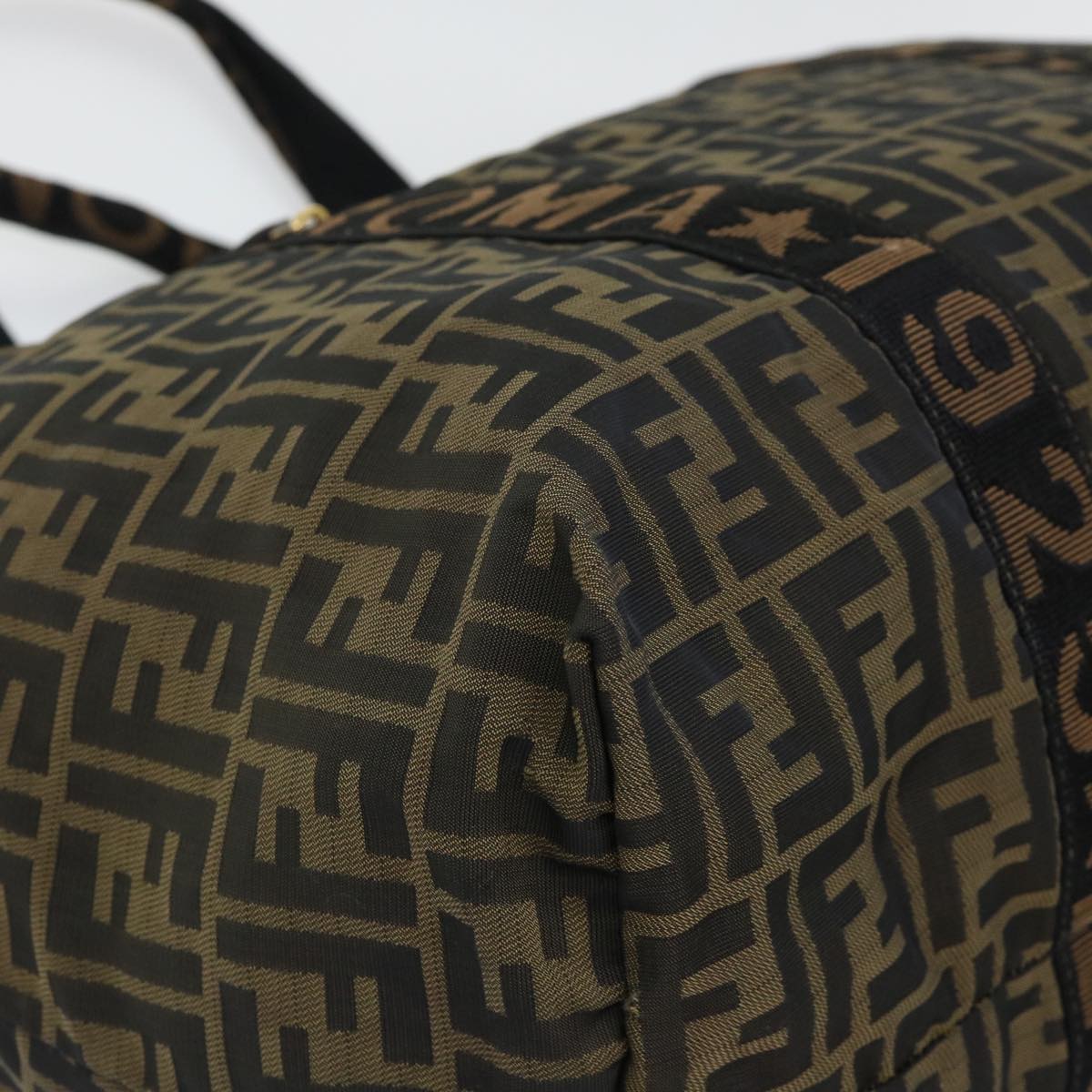 FENDI Zucca Canvas Boston Bag Nylon Brown Black bs7674