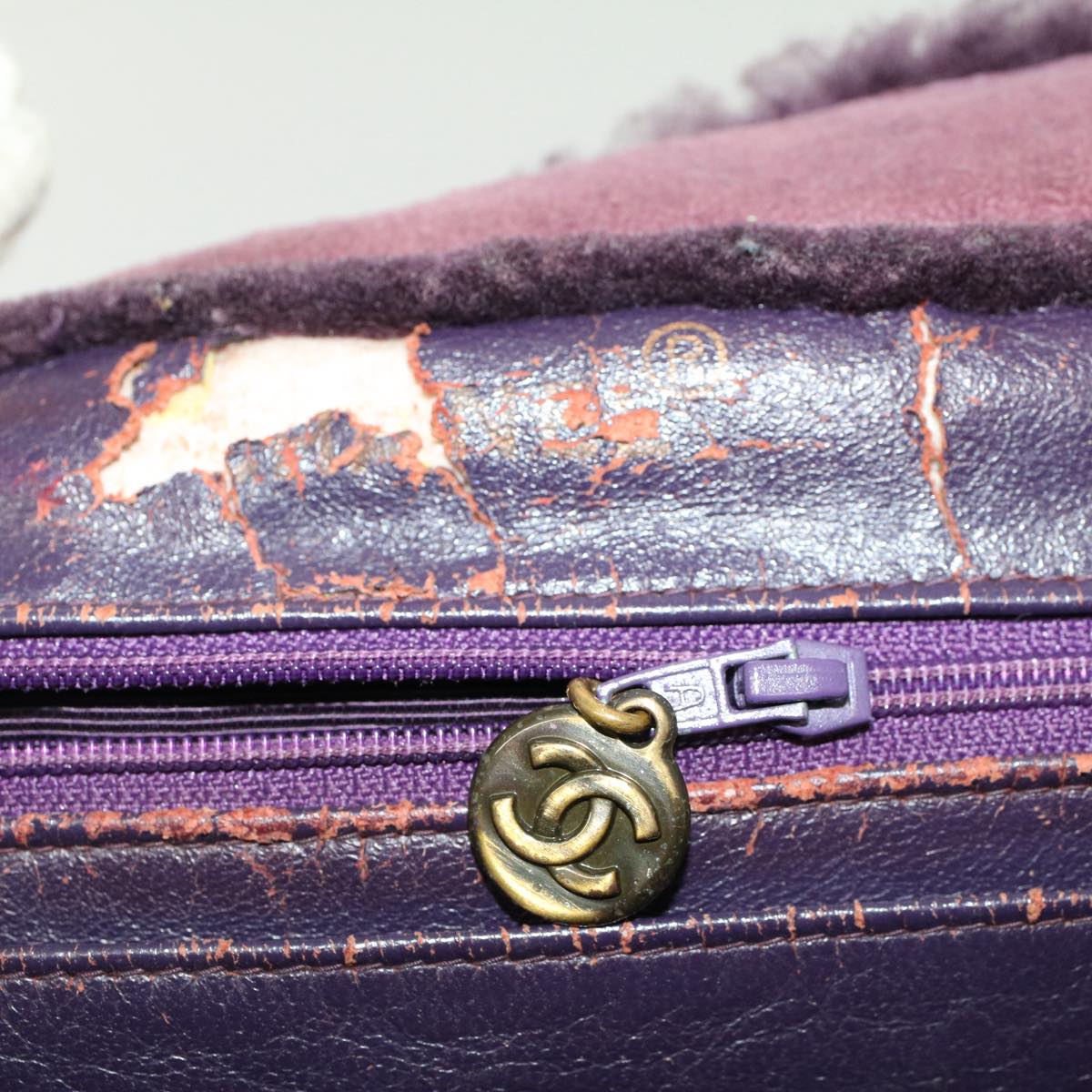 CHANEL Hand Bag Mouton Purple CC bs7682