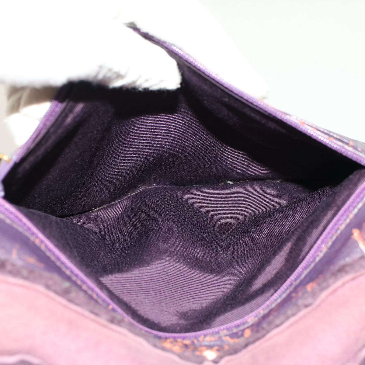 CHANEL Hand Bag Mouton Purple CC bs7682