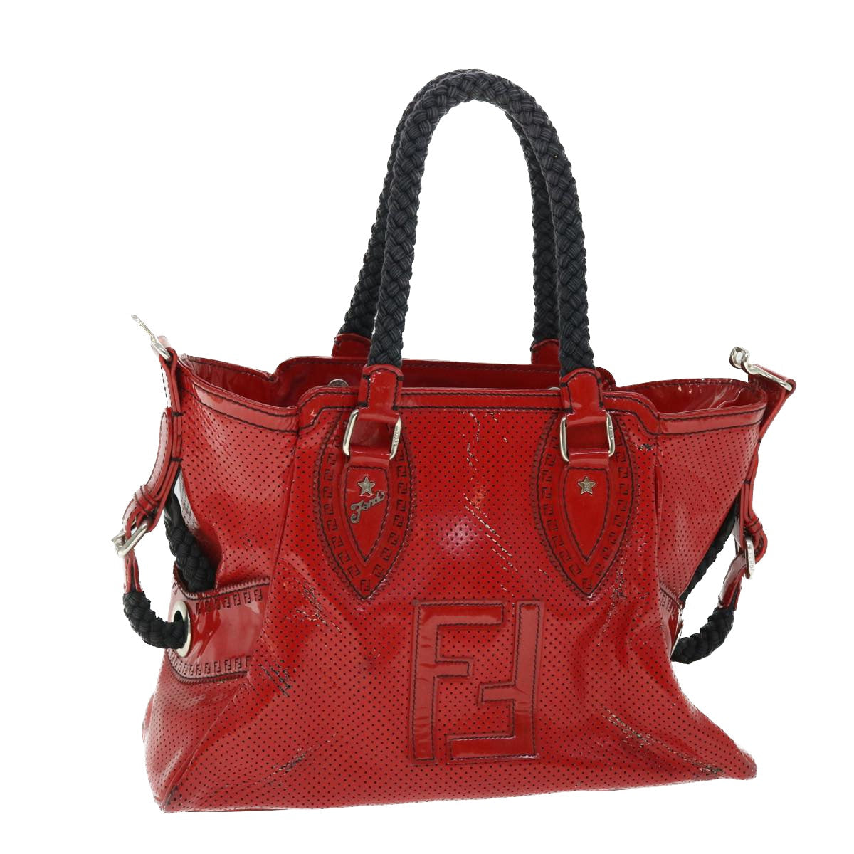 FENDI Hand Bag Enamel Red bs7758