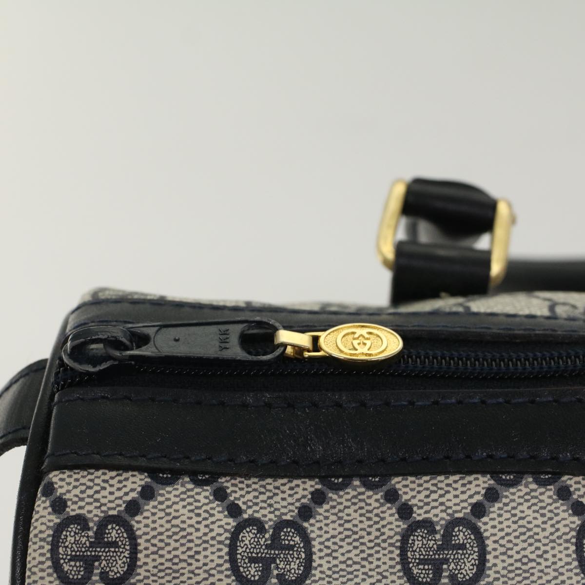 GUCCI GG Canvas Sherry Line Boston Bag Gray Red Navy 37 012 3841 bs7794
