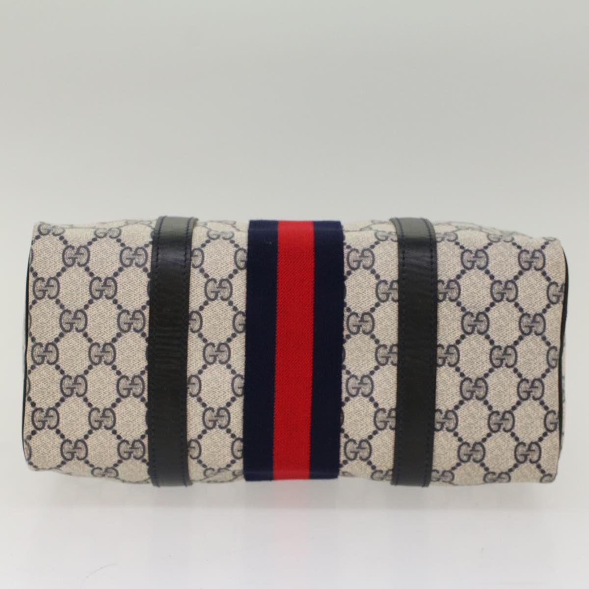 GUCCI GG Canvas Sherry Line Boston Bag Gray Red Navy 37 012 3841 bs7794