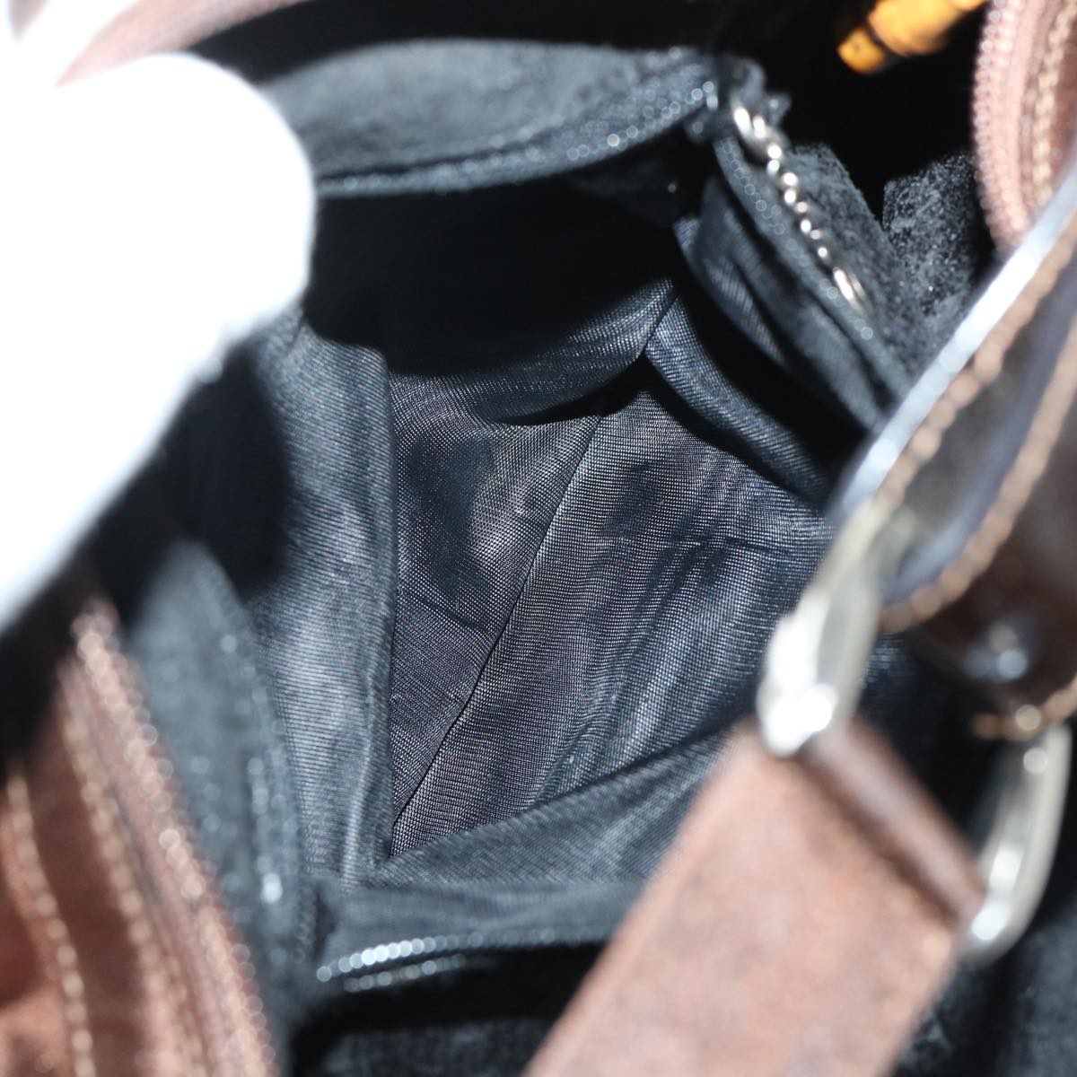 GUCCI Bamboo Hand Bag Nylon Brown bs7822