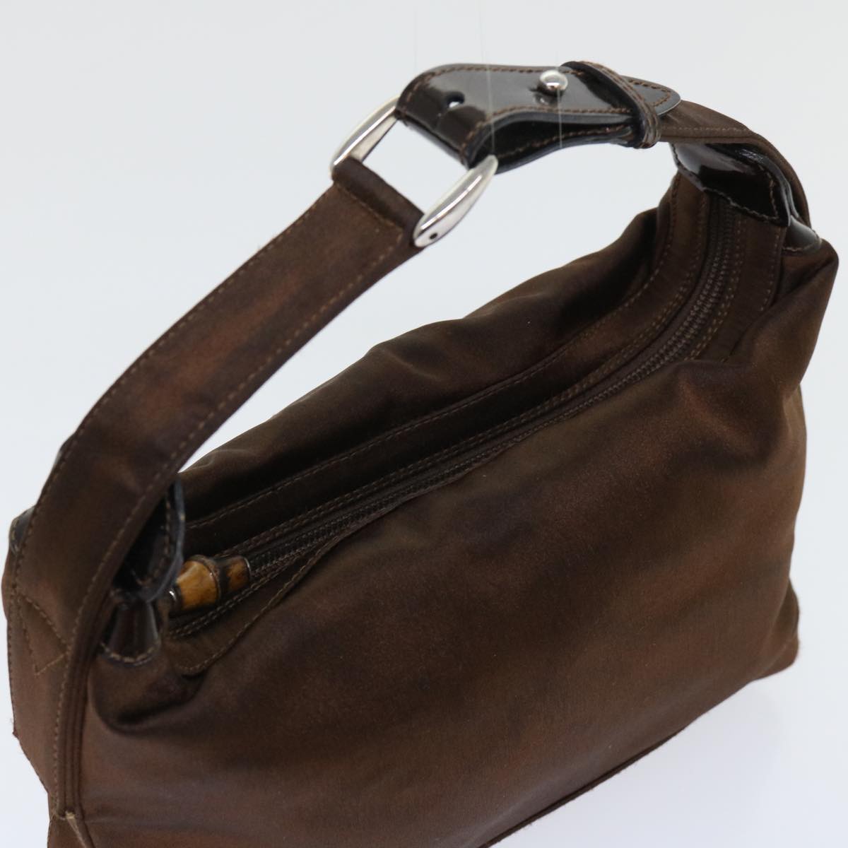 GUCCI Bamboo Hand Bag Nylon Brown bs7822