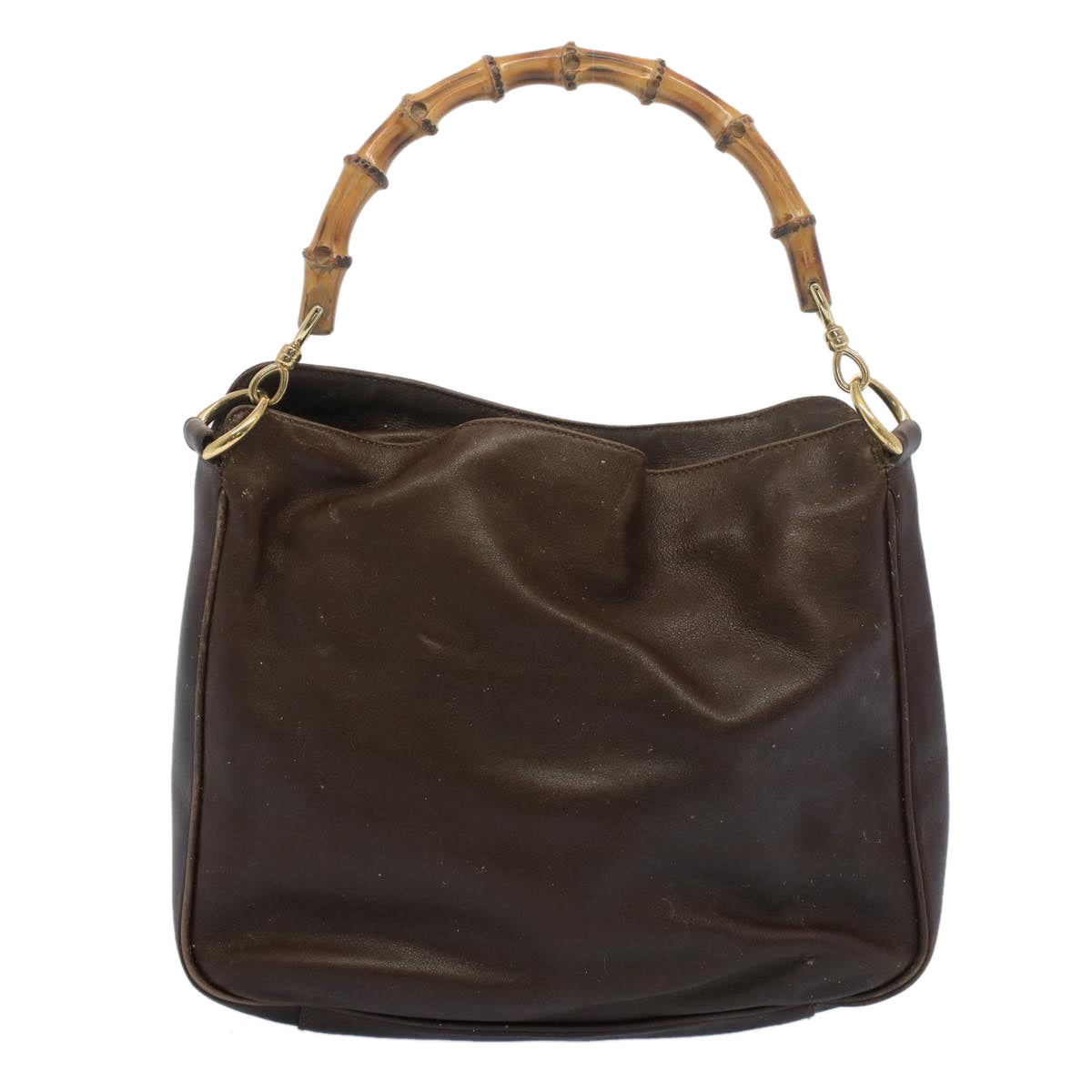 GUCCI Bamboo Shoulder Bag Leather 2way Brown 001 0166 1638 bs7848
