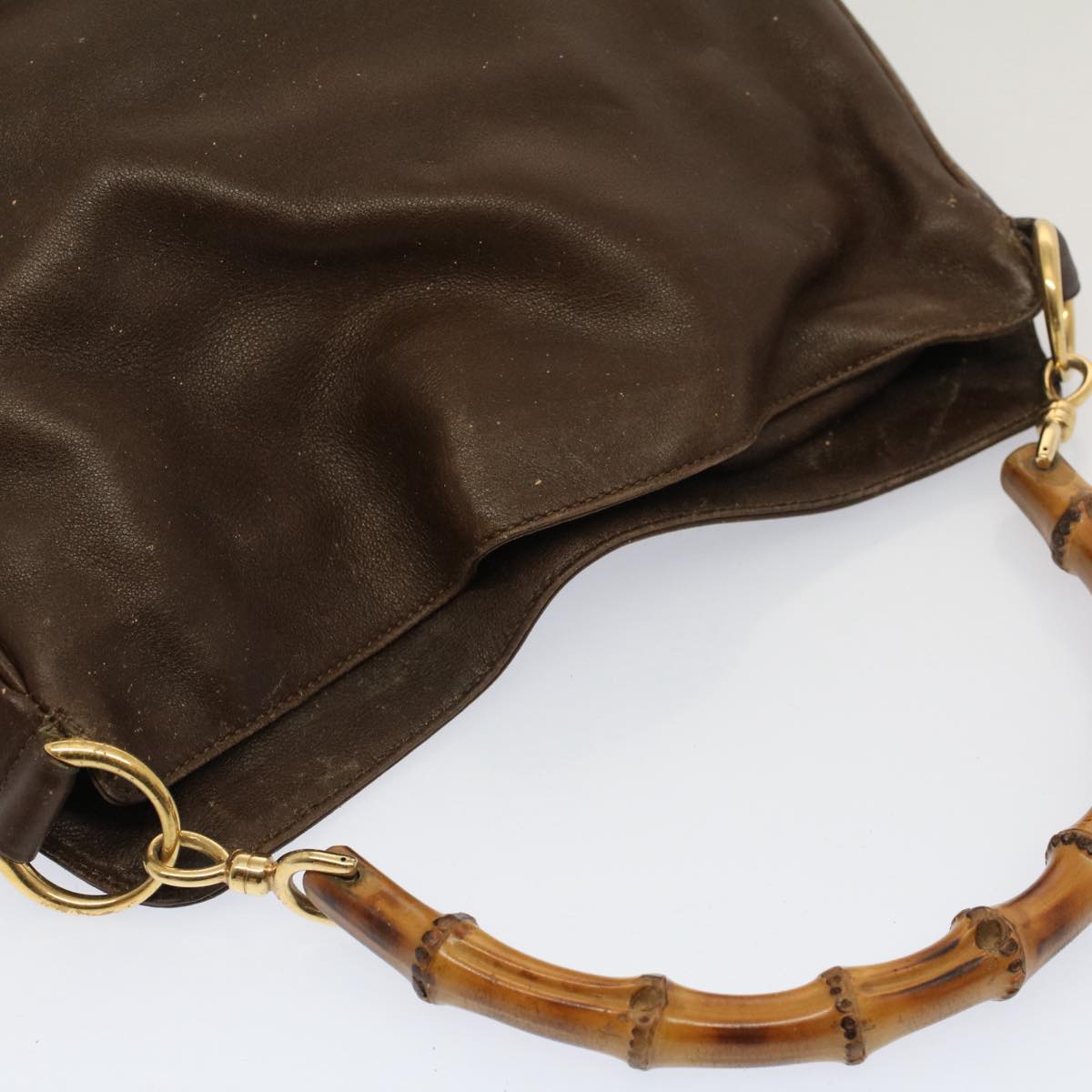 GUCCI Bamboo Shoulder Bag Leather 2way Brown 001 0166 1638 bs7848