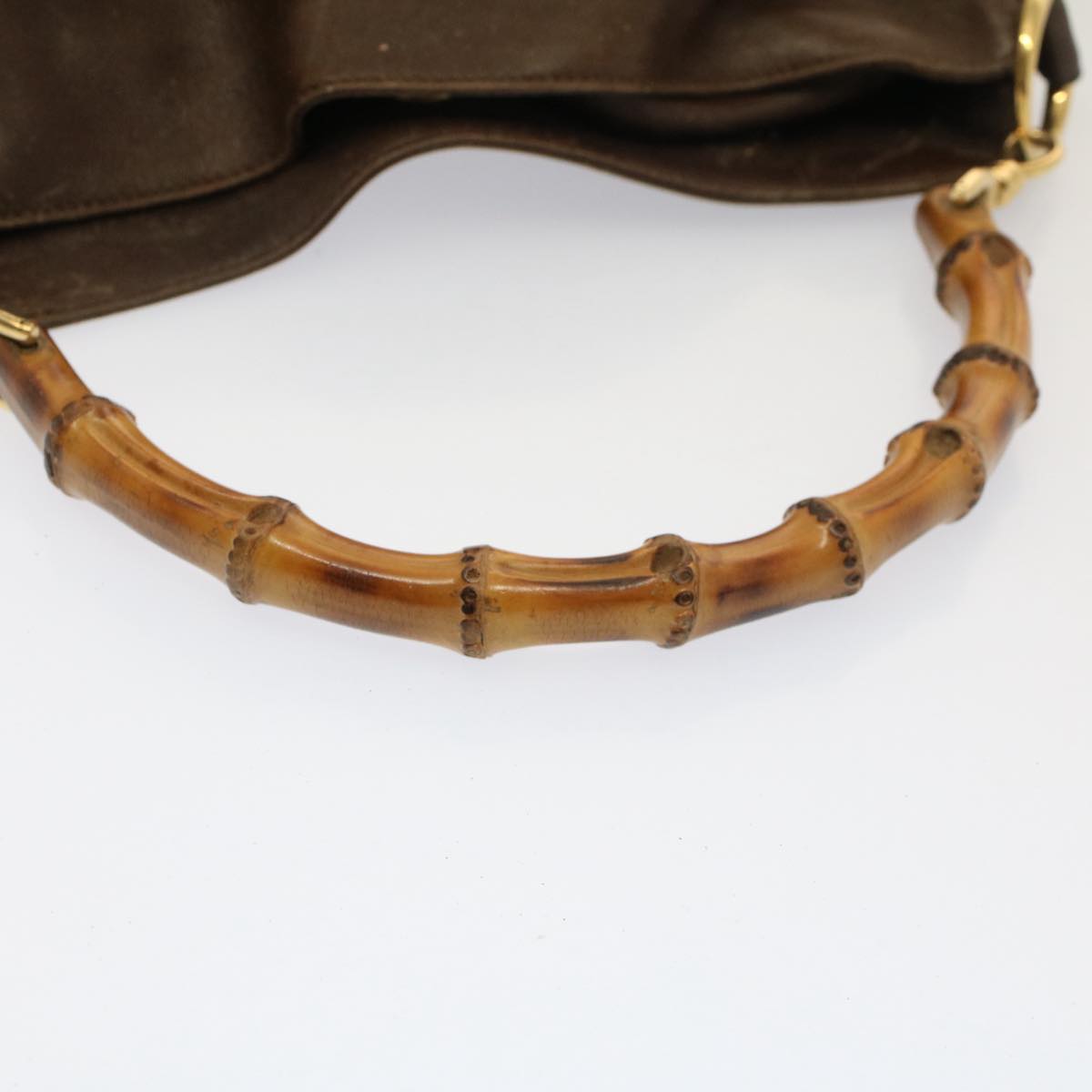 GUCCI Bamboo Shoulder Bag Leather 2way Brown 001 0166 1638 bs7848
