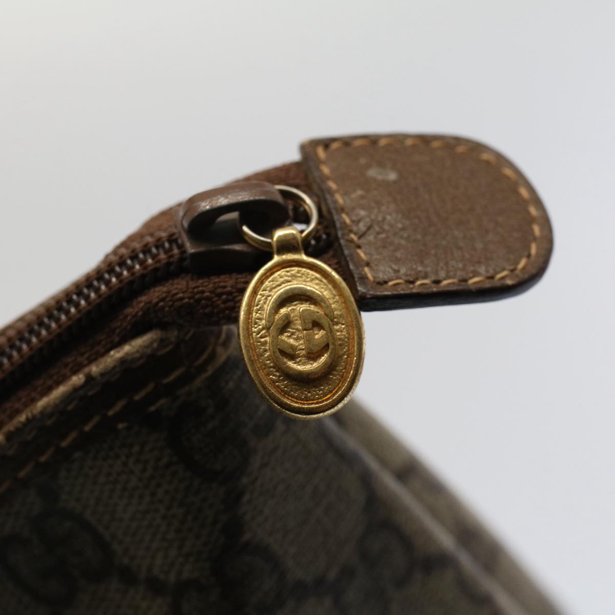 GUCCI GG Canvas Pouch PVC Leather Beige bs7874