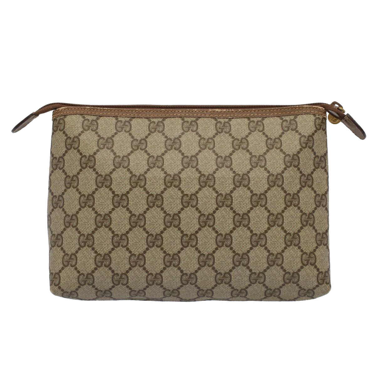 GUCCI GG Canvas Pouch PVC Leather Beige bs7874
