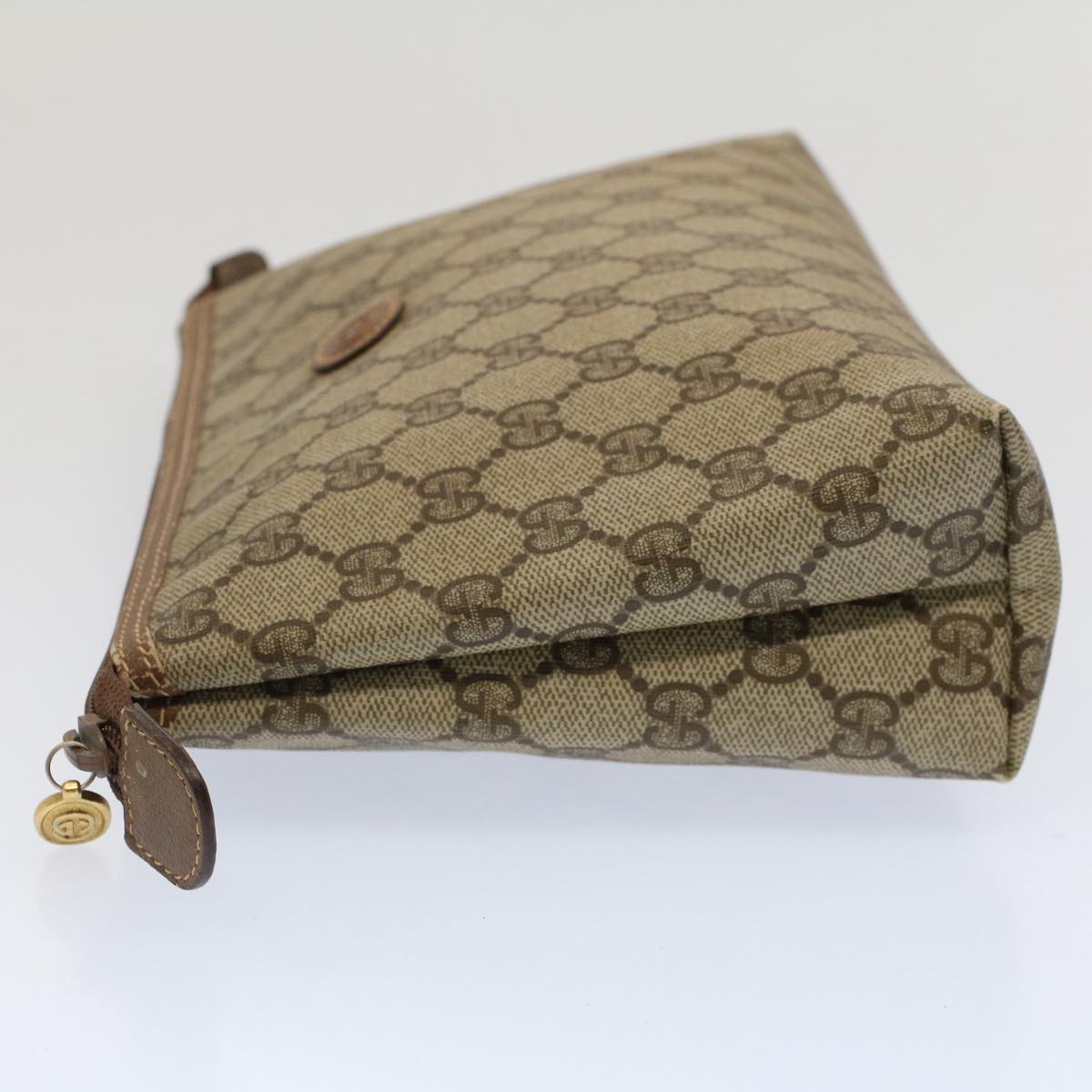 GUCCI GG Canvas Pouch PVC Leather Beige bs7874