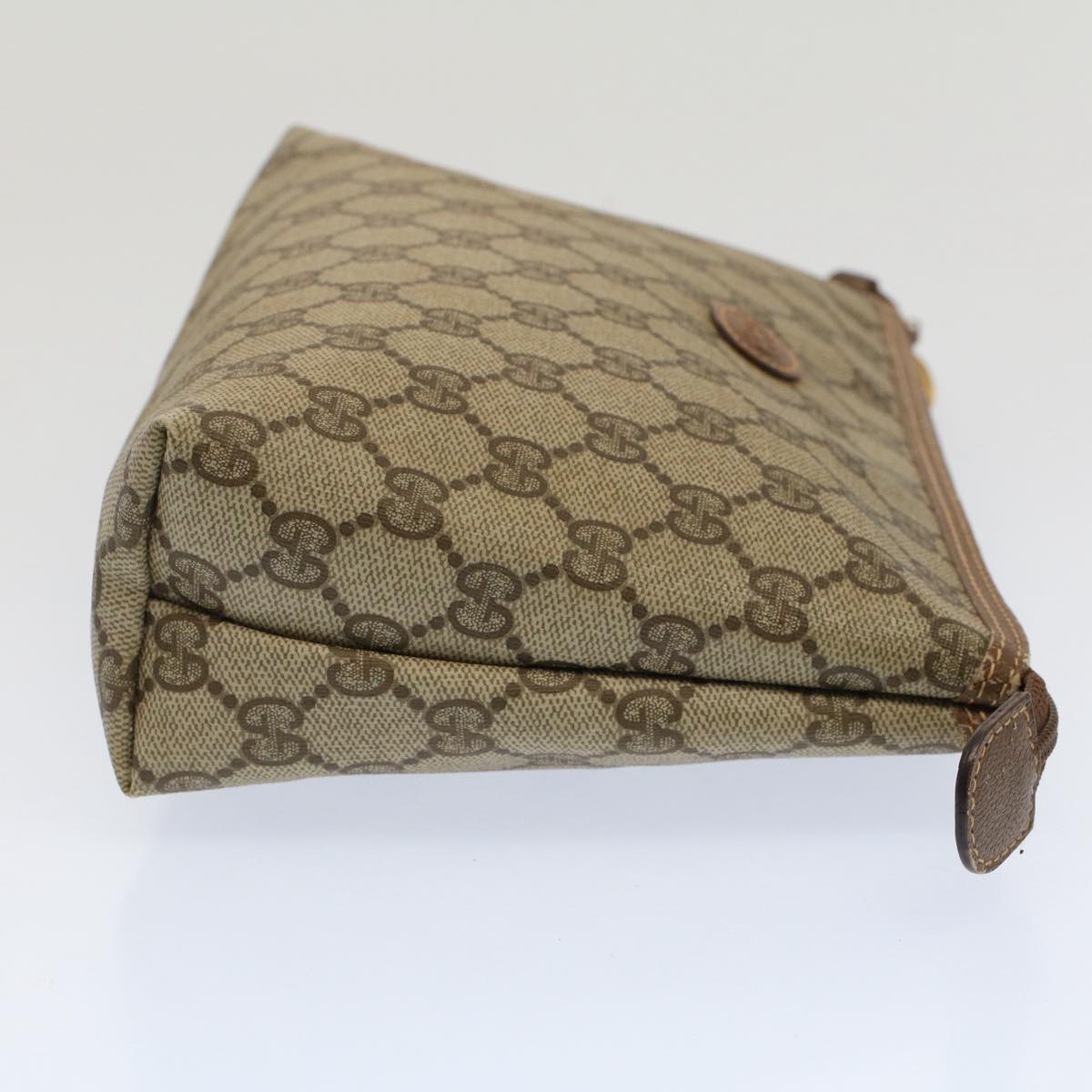 GUCCI GG Canvas Pouch PVC Leather Beige bs7874