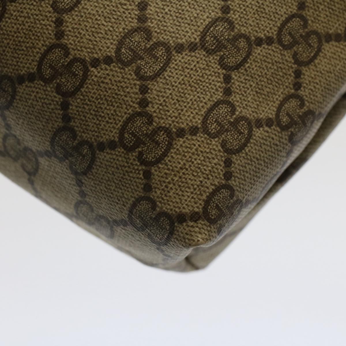 GUCCI GG Canvas Pouch PVC Leather Beige bs7874