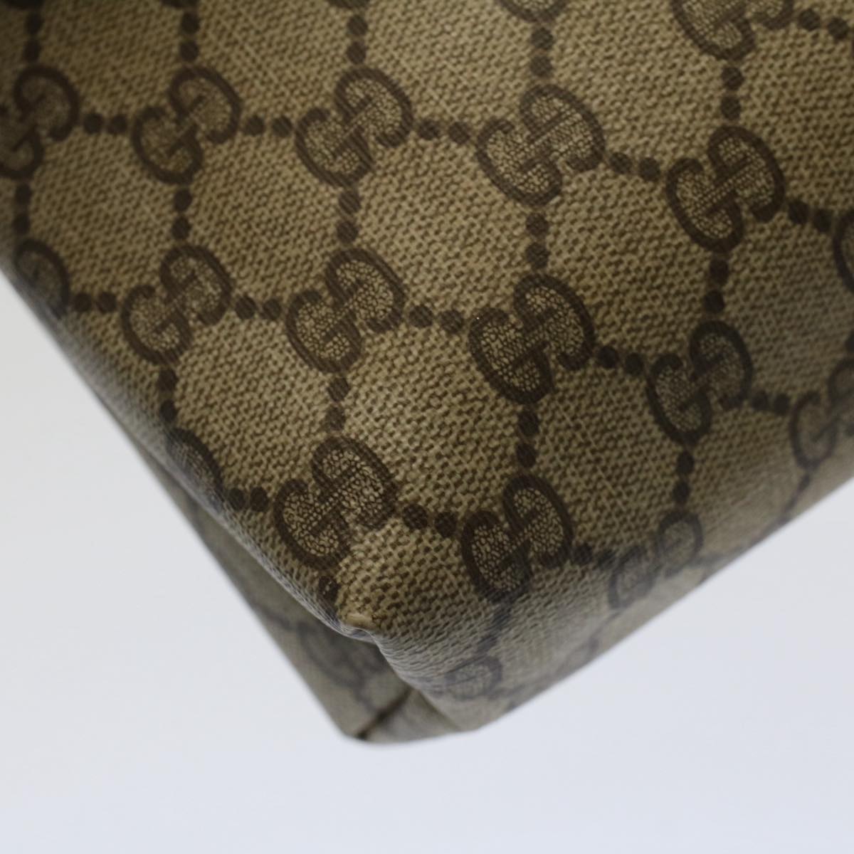 GUCCI GG Canvas Pouch PVC Leather Beige bs7874