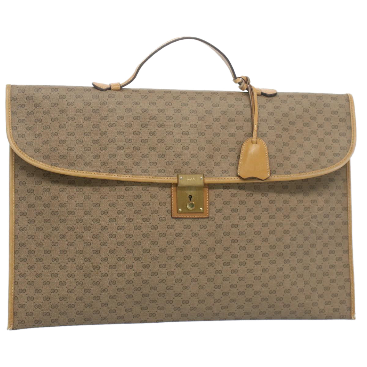 GUCCI Micro GG Canvas Business Bag PVC Leather Beige bs7876