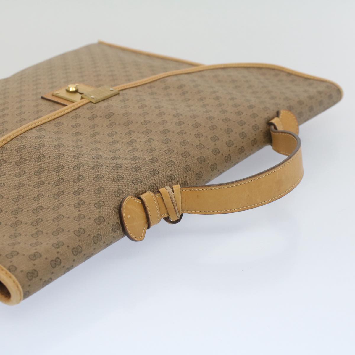 GUCCI Micro GG Canvas Business Bag PVC Leather Beige bs7876