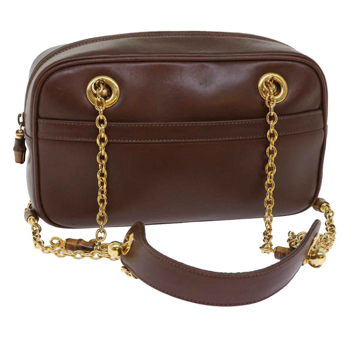 GUCCI Chain Shoulder Bag Leather Brown 001 115 1498 bs7878