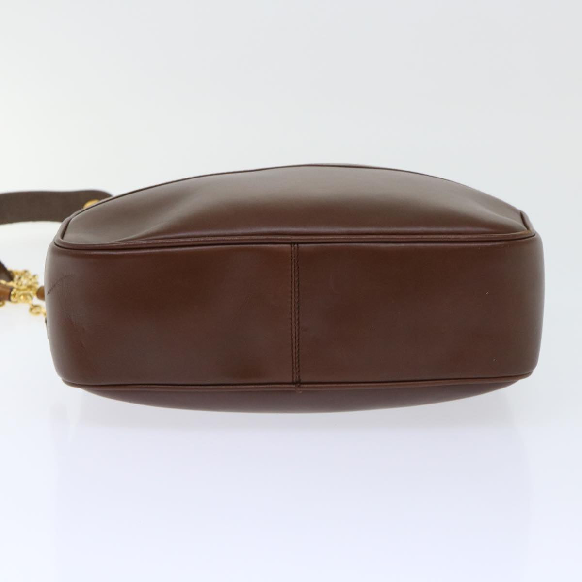 GUCCI Chain Shoulder Bag Leather Brown 001 115 1498 bs7878