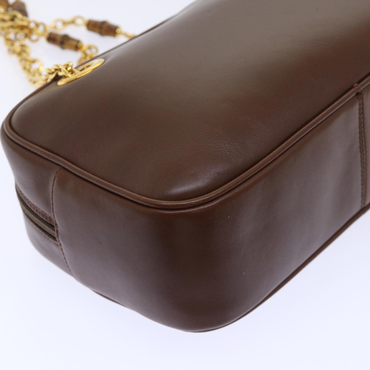 GUCCI Chain Shoulder Bag Leather Brown 001 115 1498 bs7878