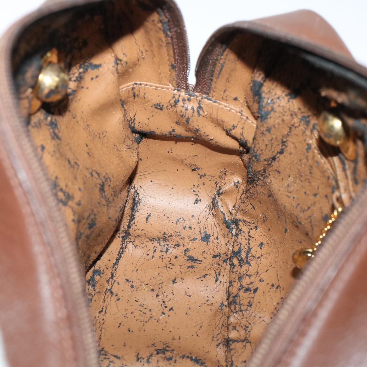 GUCCI Chain Shoulder Bag Leather Brown 001 115 1498 bs7878