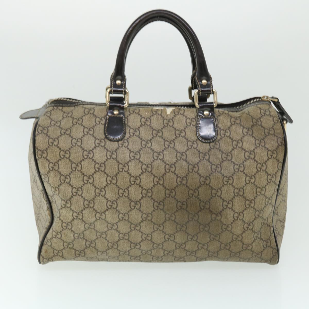 GUCCI GG Canvas Hand Bag PVC Leather Patent 2Set Beige bs7882
