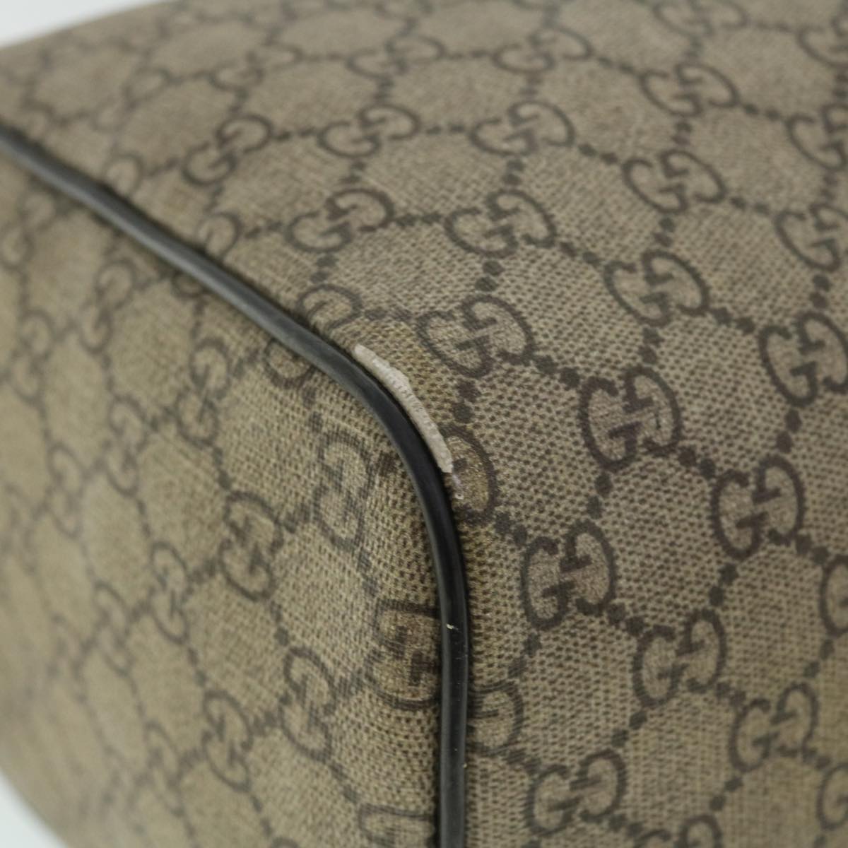 GUCCI GG Canvas Hand Bag PVC Leather Patent 2Set Beige bs7882
