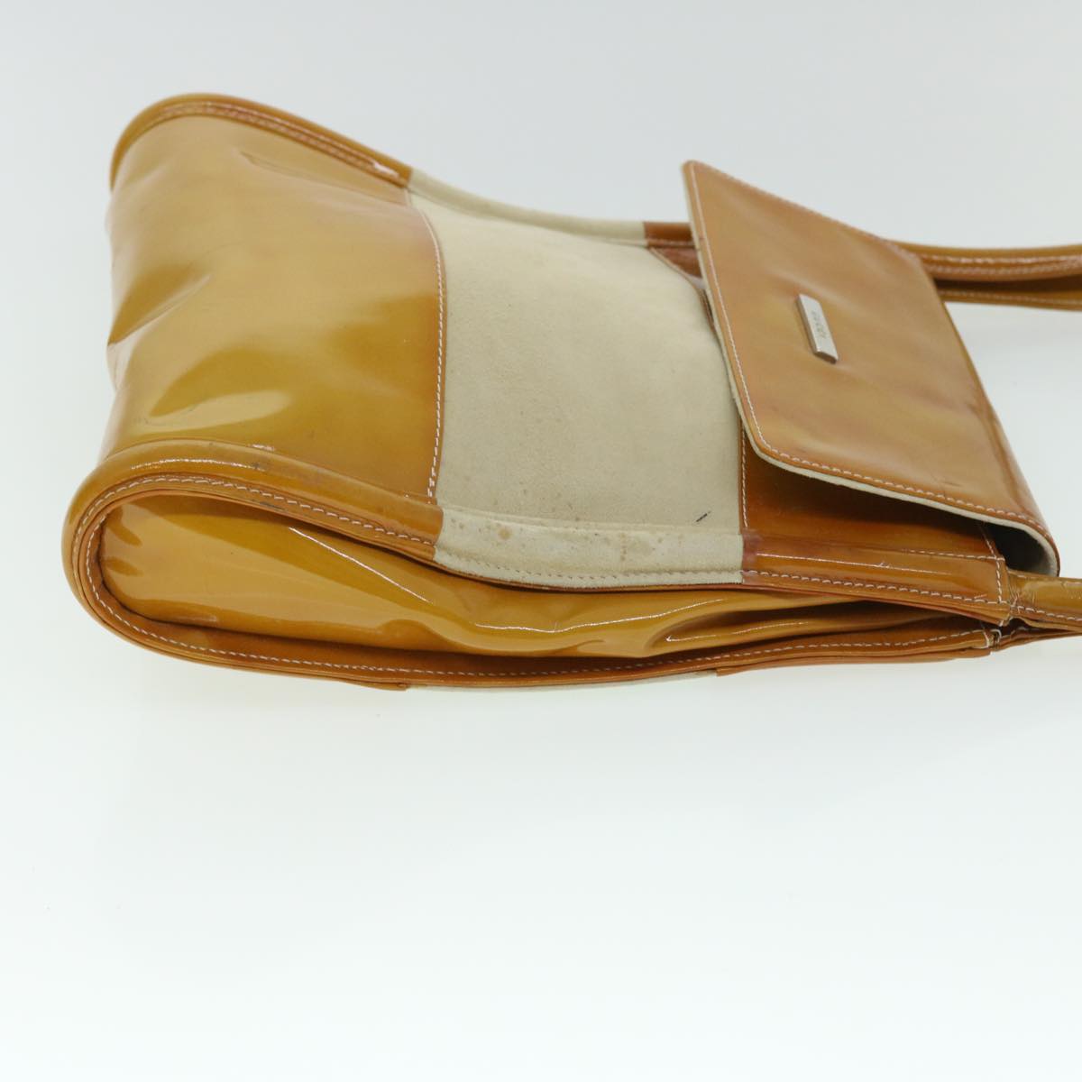 GUCCI GG Canvas Hand Bag PVC Leather Patent 2Set Beige bs7882