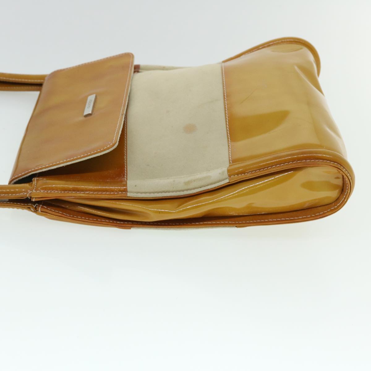 GUCCI GG Canvas Hand Bag PVC Leather Patent 2Set Beige bs7882