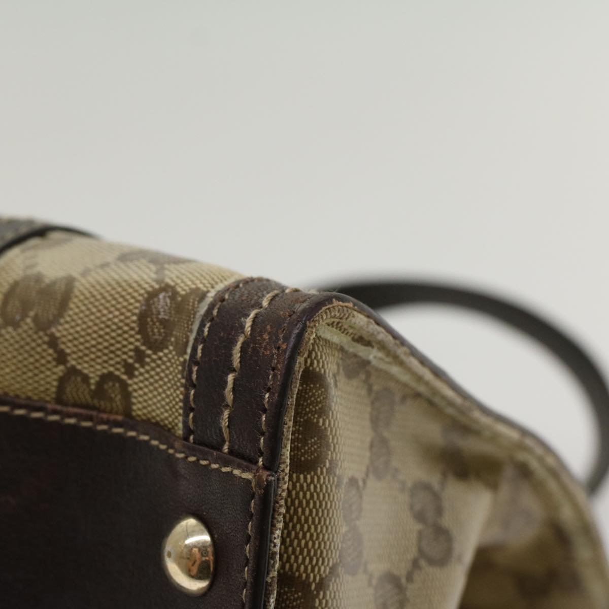 GUCCI GG Crystal Shoulder Bag Leather Beige 181490 bs7916