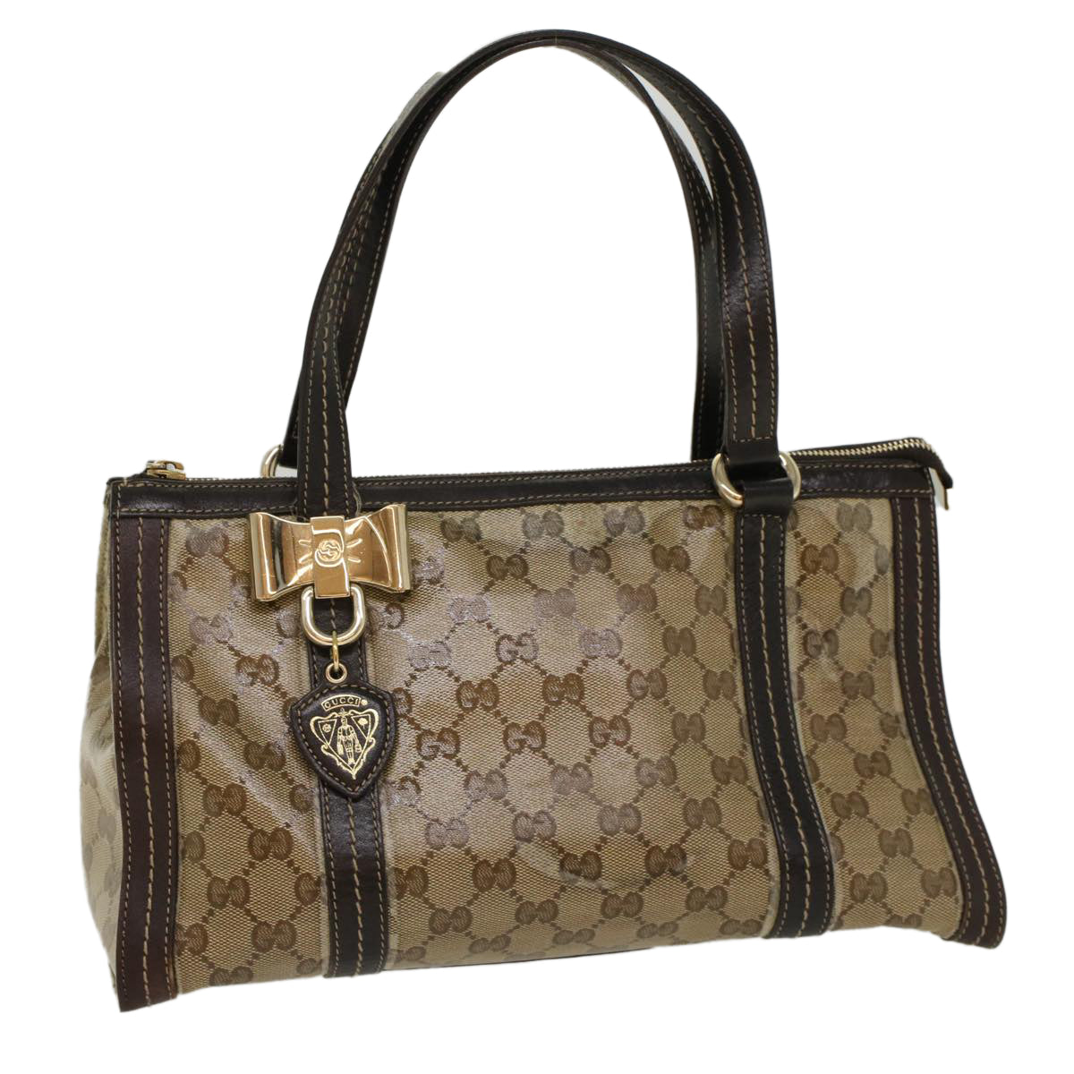 GUCCI GG Crystal Shoulder Bag Leather Beige 181490 bs7916