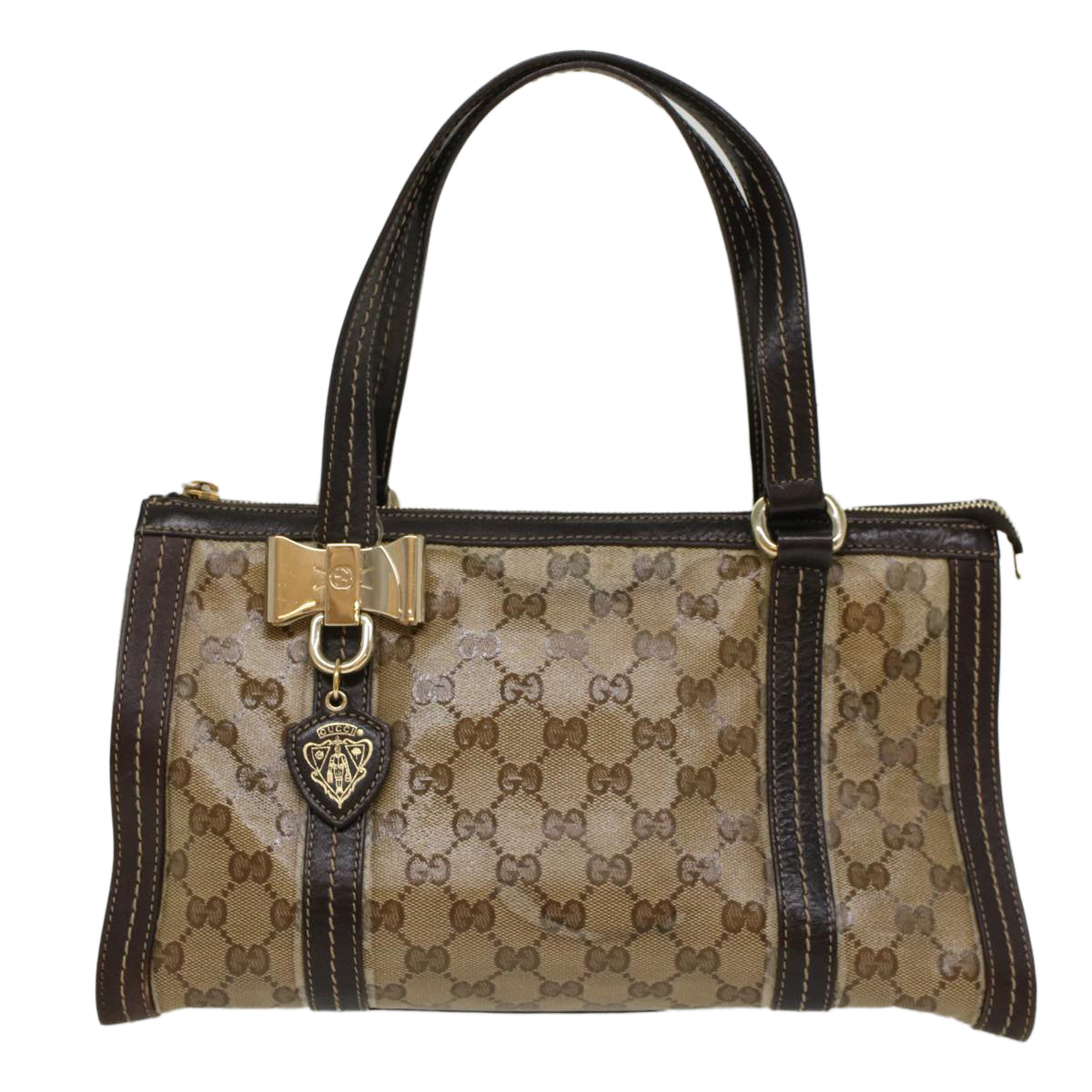 GUCCI GG Crystal Shoulder Bag Leather Beige 181490 bs7916