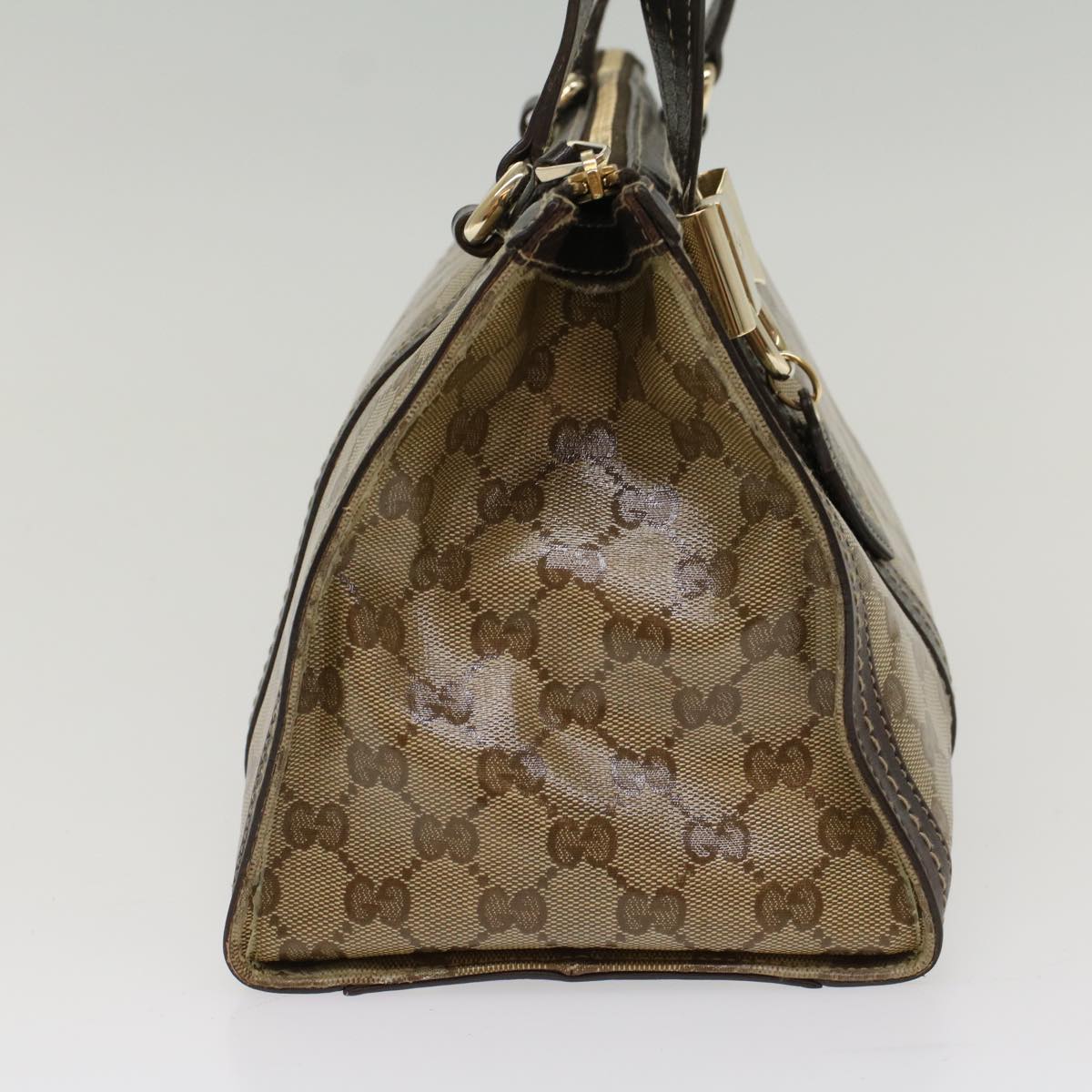 GUCCI GG Crystal Shoulder Bag Leather Beige 181490 bs7916