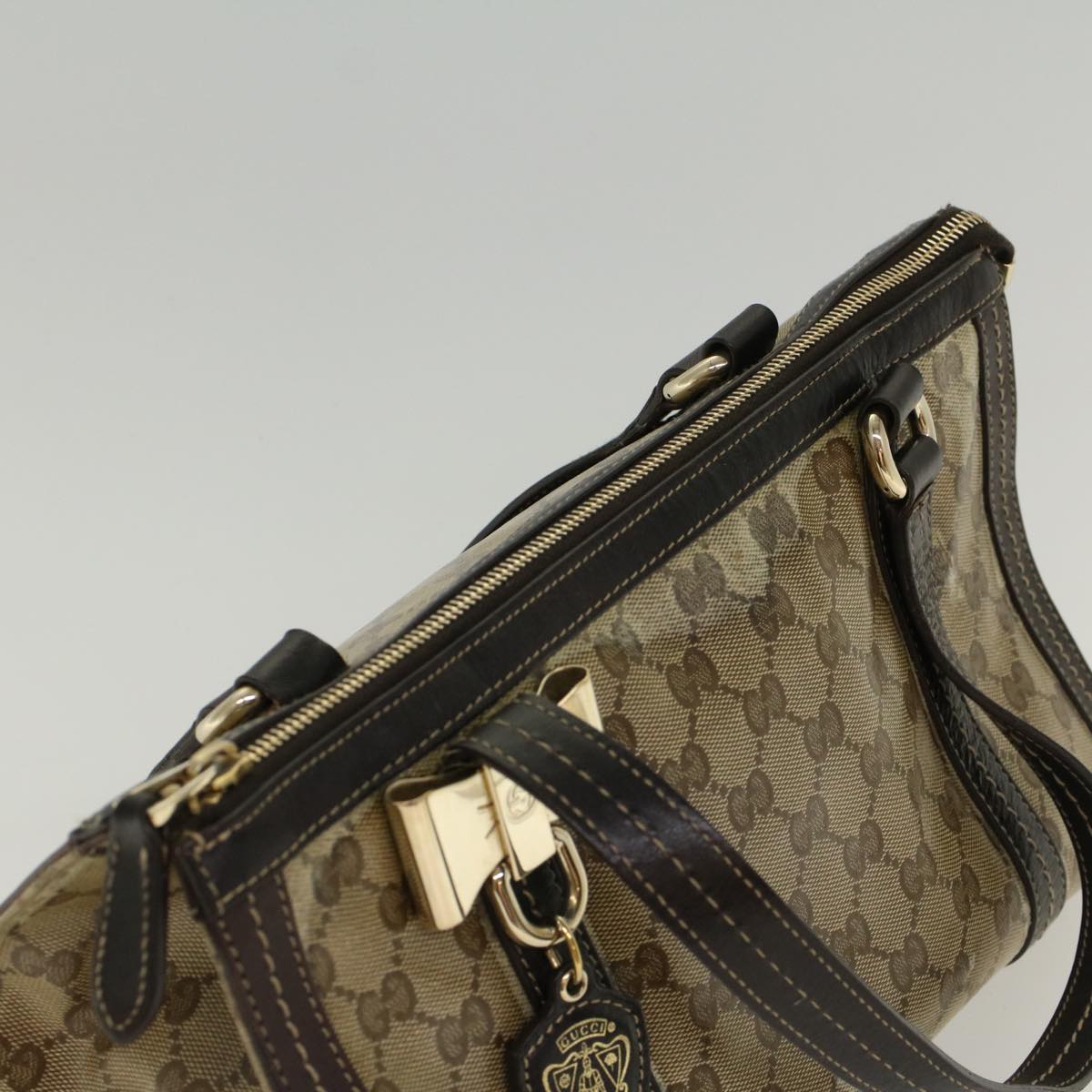 GUCCI GG Crystal Shoulder Bag Leather Beige 181490 bs7916
