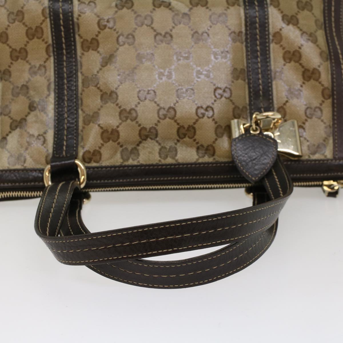 GUCCI GG Crystal Shoulder Bag Leather Beige 181490 bs7916