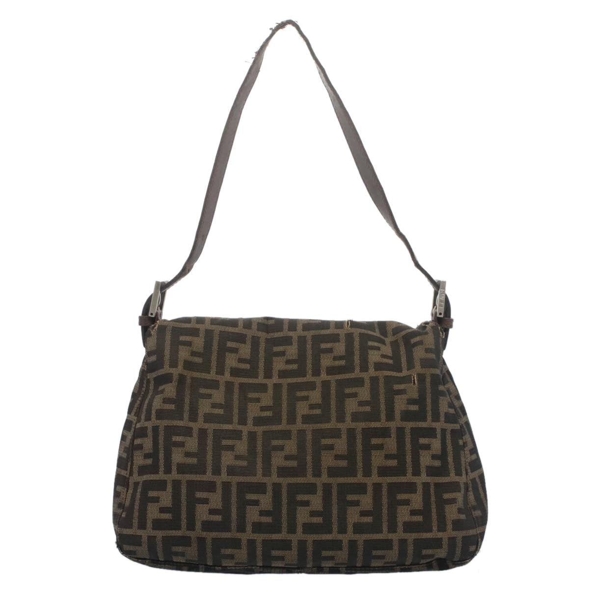 FENDI Zucca Canvas Mamma Baguette Shoulder Bag Black Brown bs7918