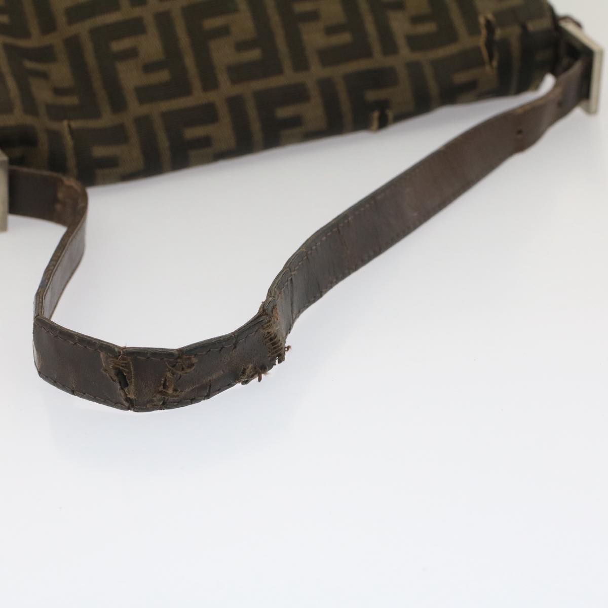 FENDI Zucca Canvas Mamma Baguette Shoulder Bag Black Brown bs7918