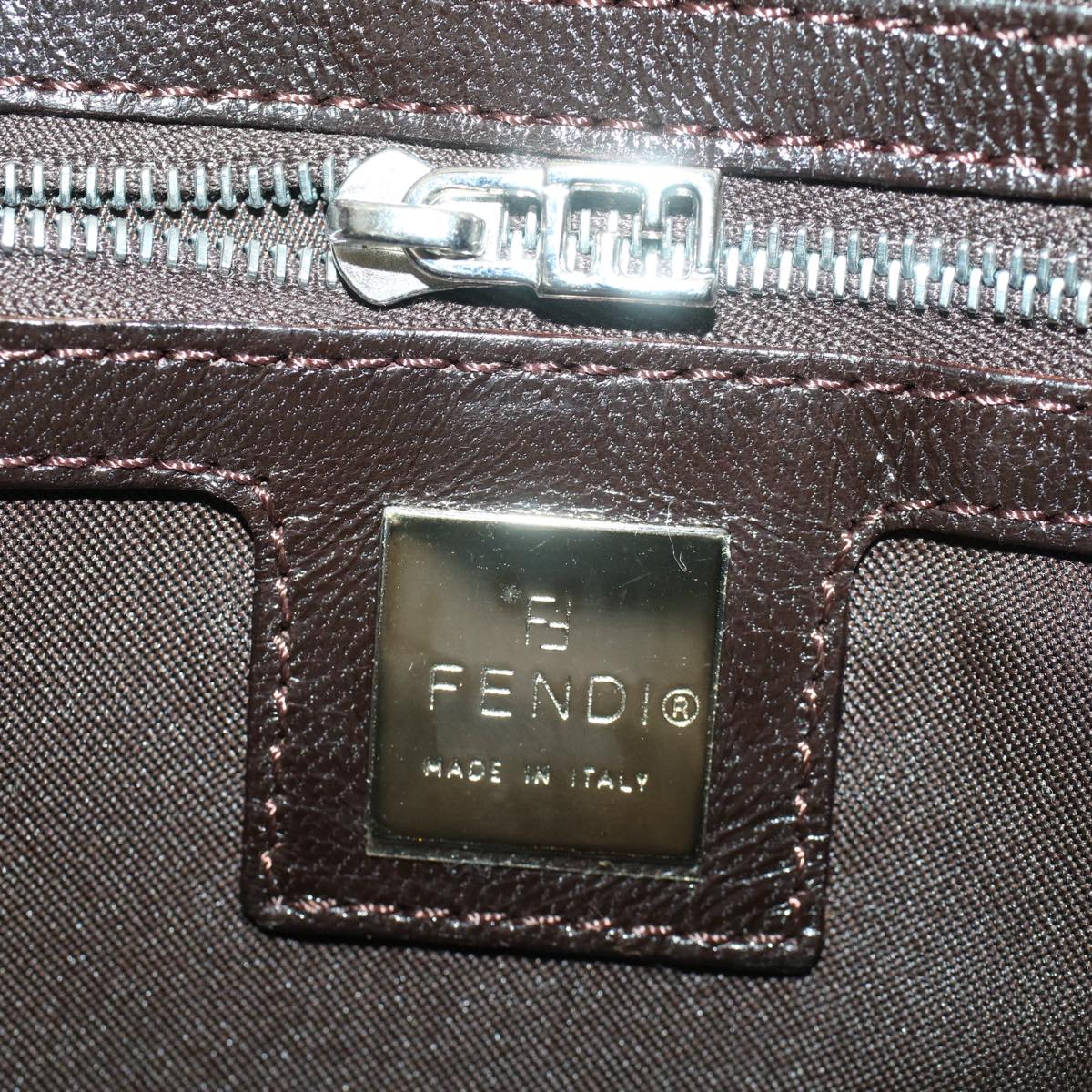 FENDI Zucca Canvas Mamma Baguette Shoulder Bag Black Brown bs7953