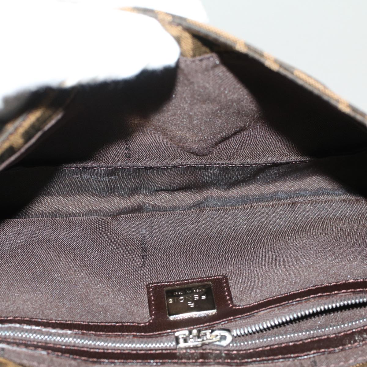 FENDI Zucca Canvas Mamma Baguette Shoulder Bag Black Brown bs7953