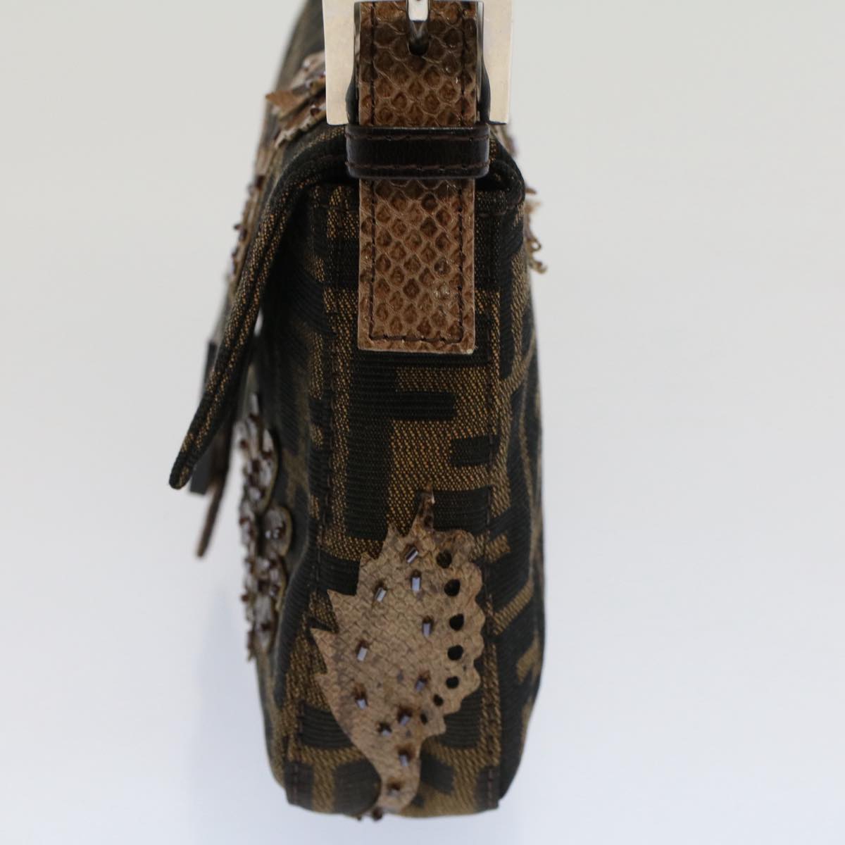 FENDI Zucca Canvas Mamma Baguette Shoulder Bag Black Brown bs7953