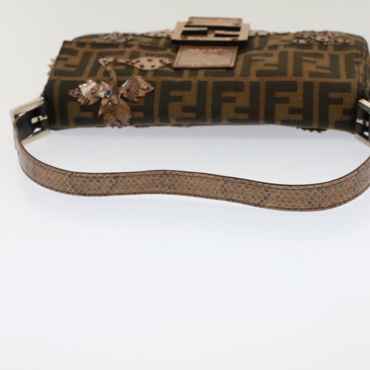 FENDI Zucca Canvas Mamma Baguette Shoulder Bag Black Brown bs7953A