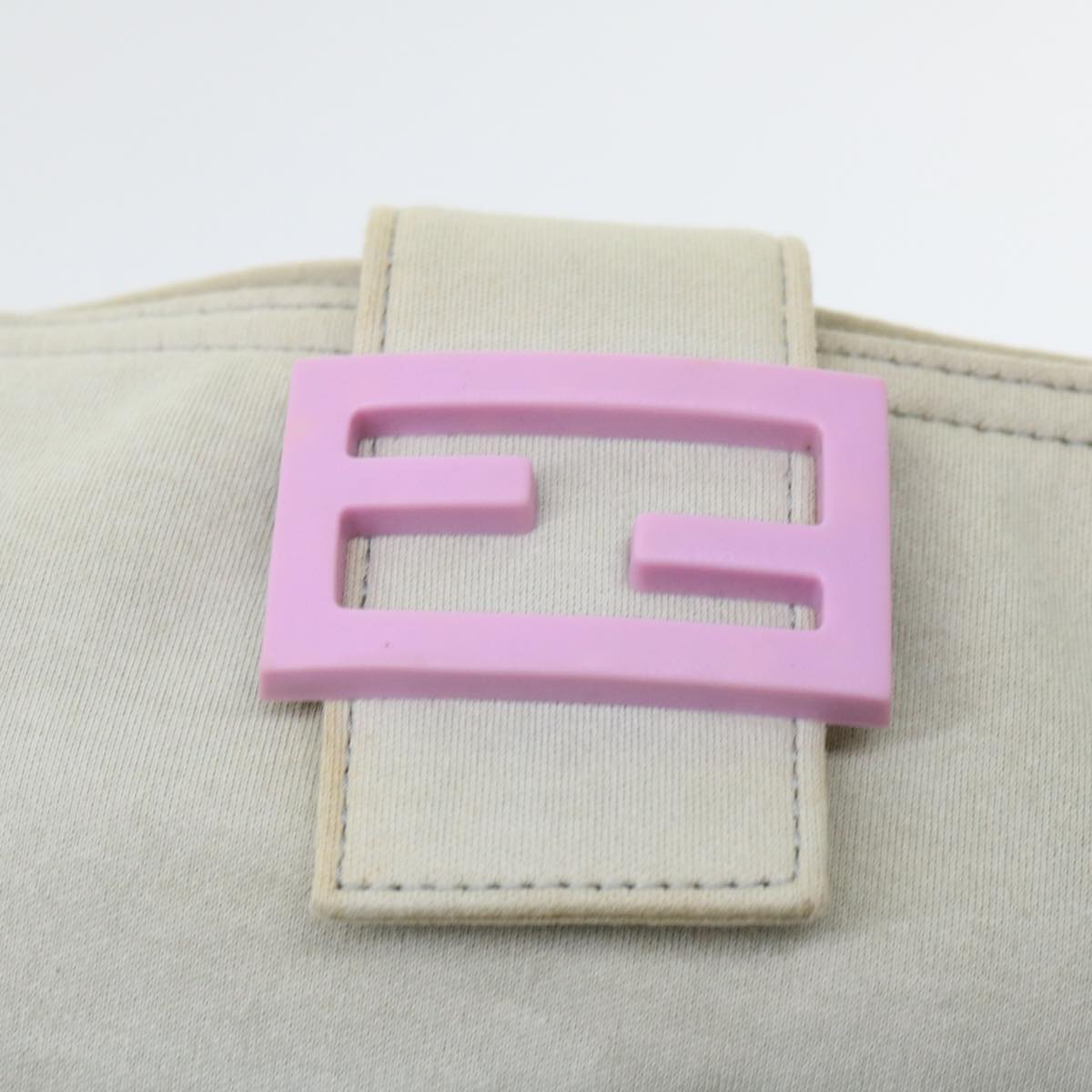 FENDI Mamma Baguette Shoulder Bag cotton Beige Pink bs7965