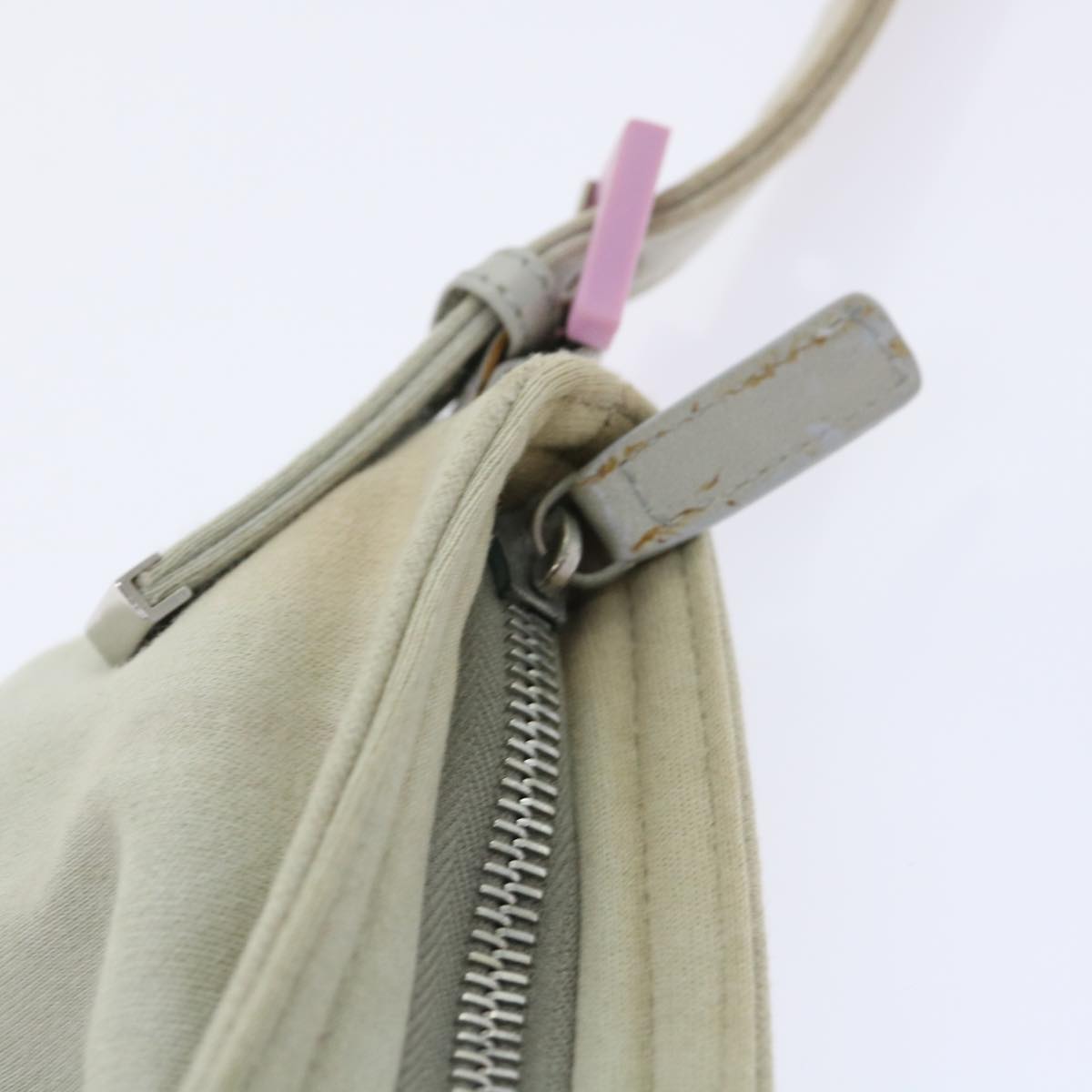 FENDI Mamma Baguette Shoulder Bag cotton Beige Pink bs7965