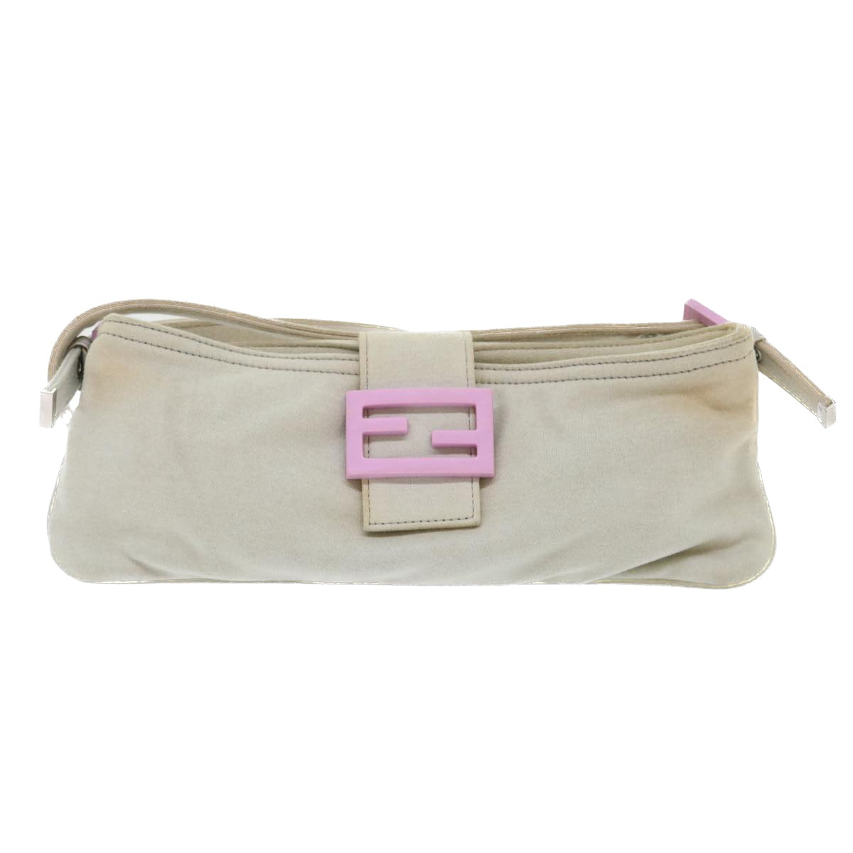 FENDI Mamma Baguette Shoulder Bag cotton Beige Pink bs7965