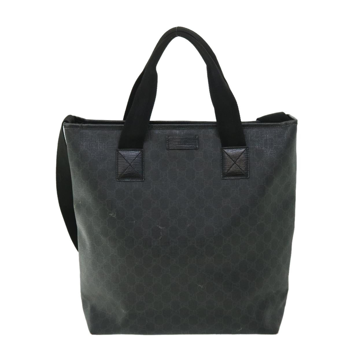 GUCCI GG Canvas Tote Bag PVC Leather 2way Black 162163 bs7983