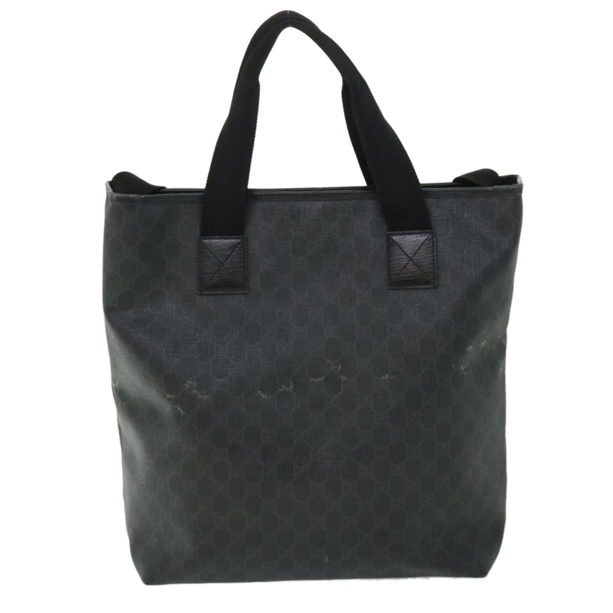 GUCCI GG Canvas Tote Bag PVC Leather 2way Black 162163 bs7983